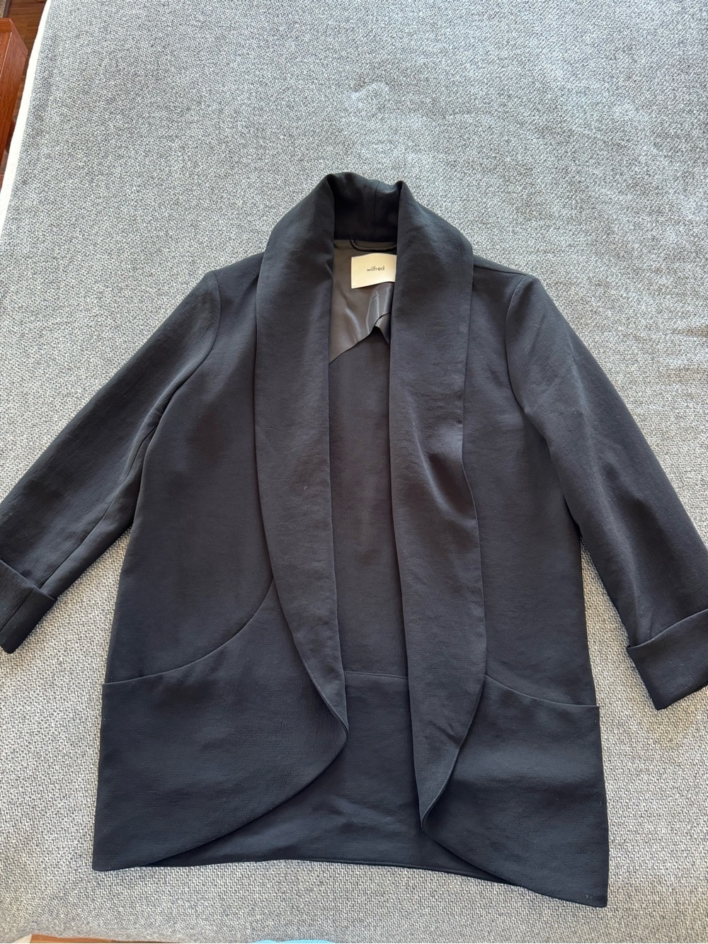 Wilfred Black Open-Front Shawl Collar Blazer